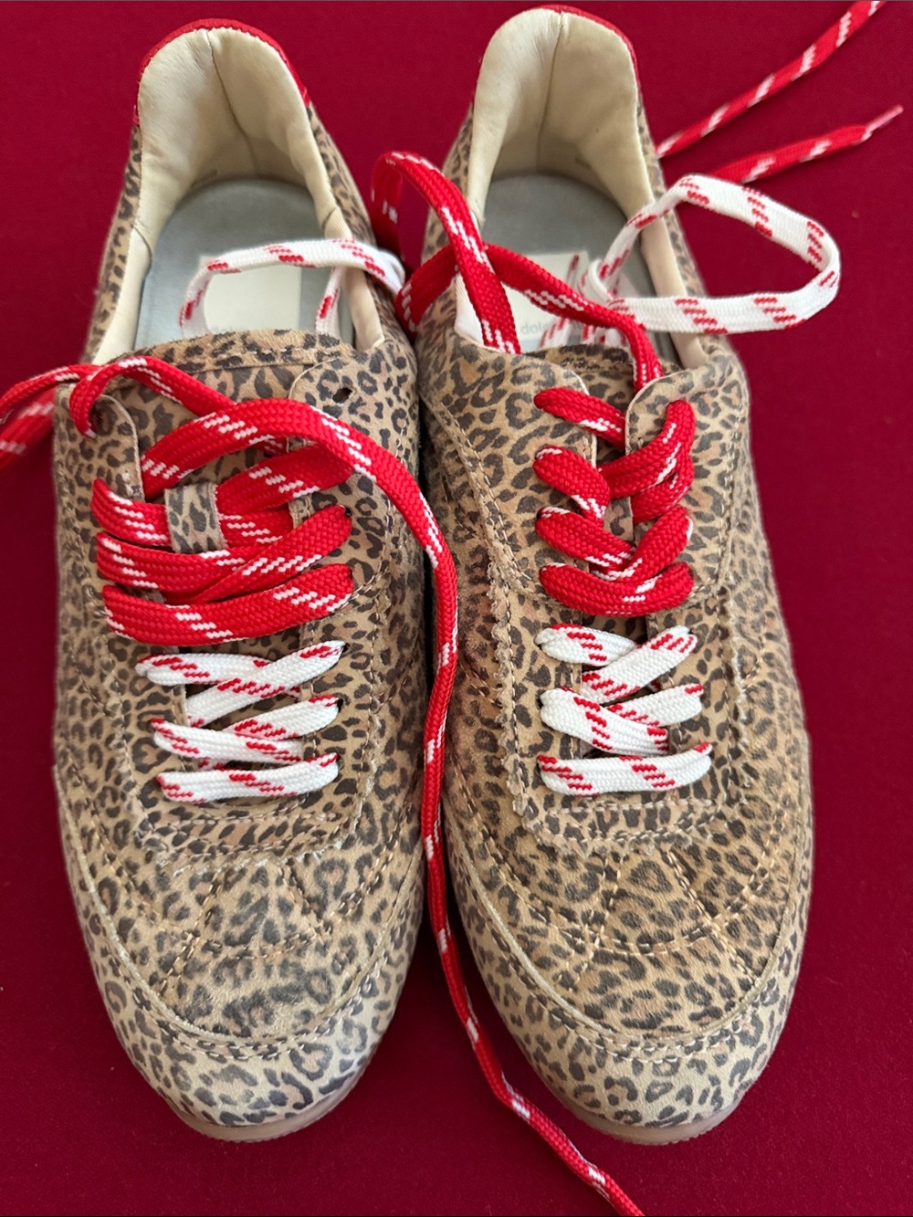 Dolce Vita Leopard Print Athletic Sneakers with Red & White Laces